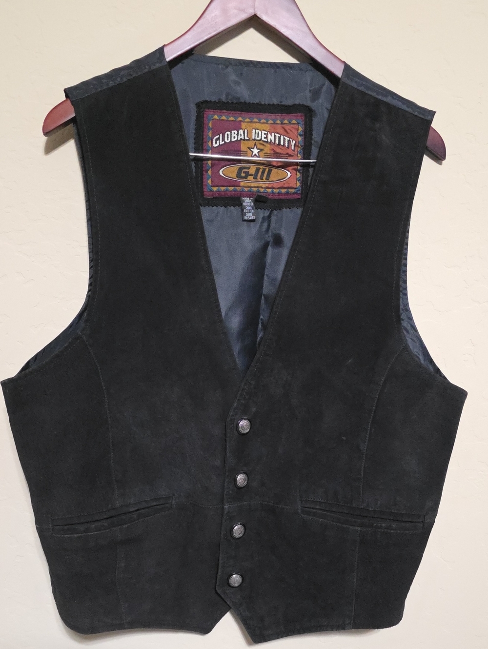 Black Suede Men's Vest, Size L